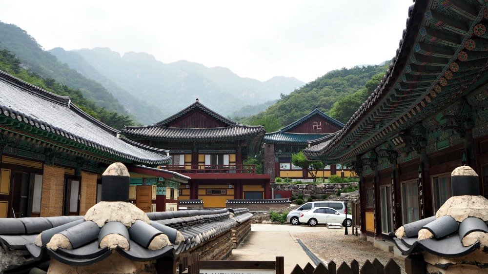gyeryongsan donghaksa temple with mountain background