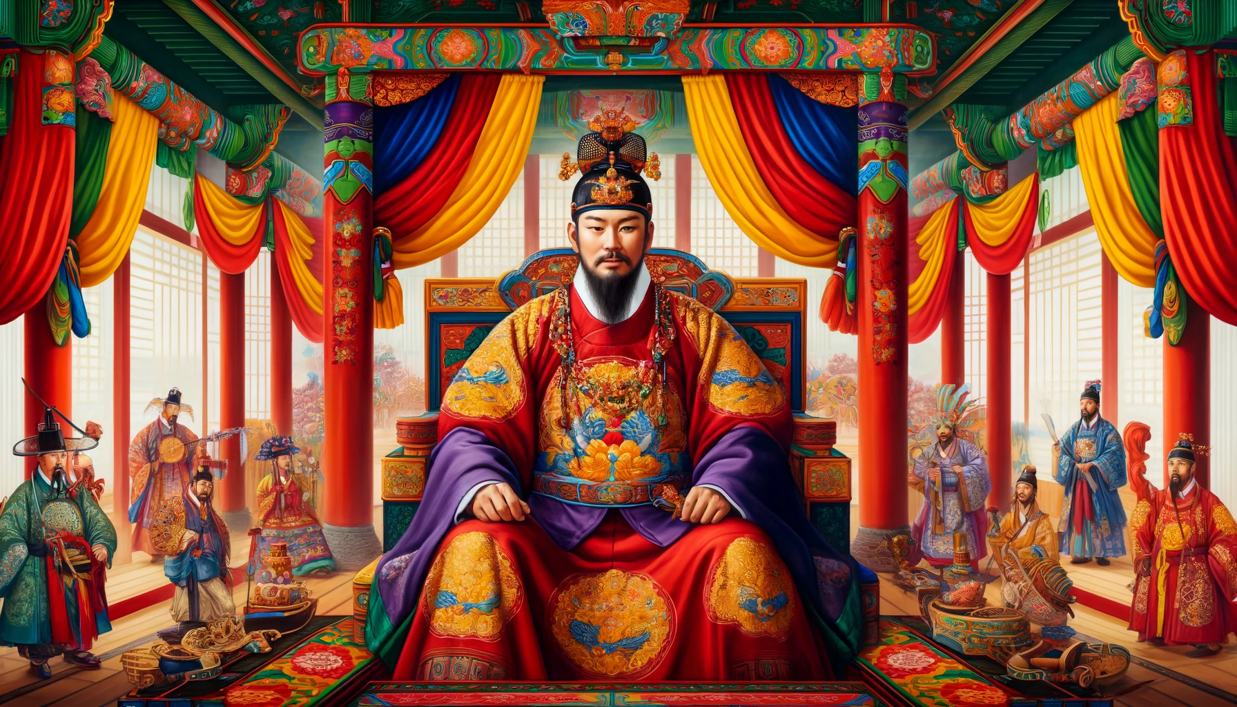 king tejo of goryeo kingdom colored painting
